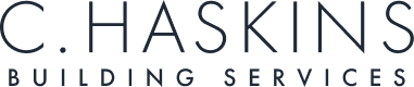 C. Haskins Building Services Logo in blue font
